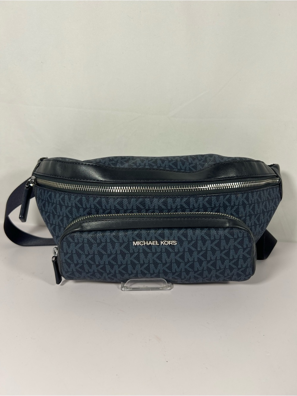 4090: Michael Kors Cooper Logo Belt Bag Navy MK Monogram Waist Pack